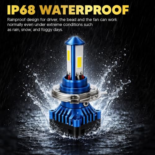 Image of Audio Wheels 40W Motorcycle LED Headlight Bulb H4 H19 - 2000 Lumens 6000K Cool White | IP68 Waterproof | Halogen Replacement | 1-Year Warranty (1 Pack)