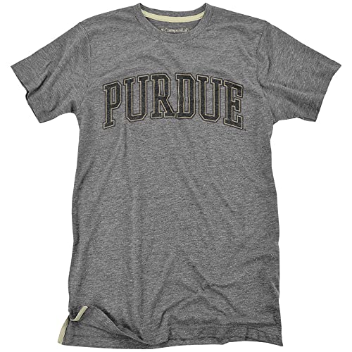 Campus Lab Purdue University Boilermakers Distressed School Name Unisex Adult Heather T Shirt, Athletic Heather, 2X-Large