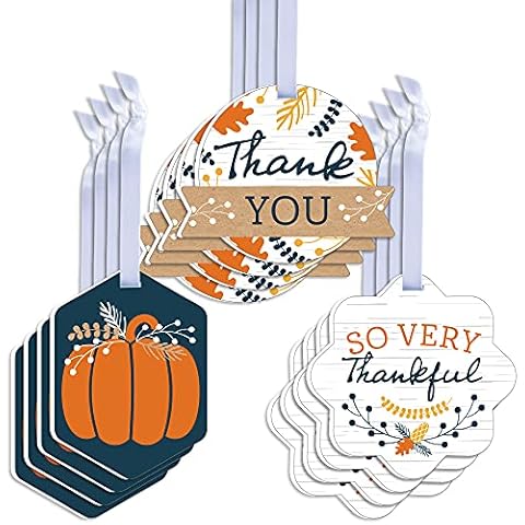 Big Dot of Happiness Happy Thanksgiving - sortierte Herbst-Ernte-Anhänger - Geschenkanhänger - 12 Stück Cover