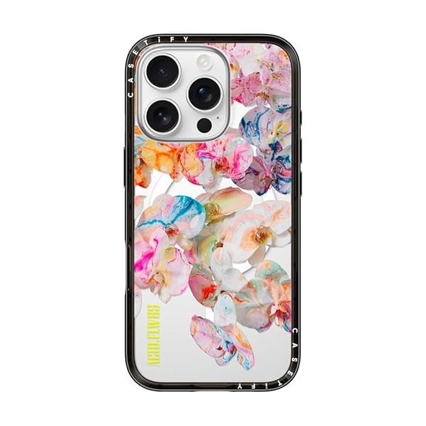 CASETiFY Compact iPhone 16 Pro Case [Slim and Sleek/Compatible with Magsafe / 4 ft. 2X Military Grade Drop Protection] - AF Dream FLWRS - Clear Black