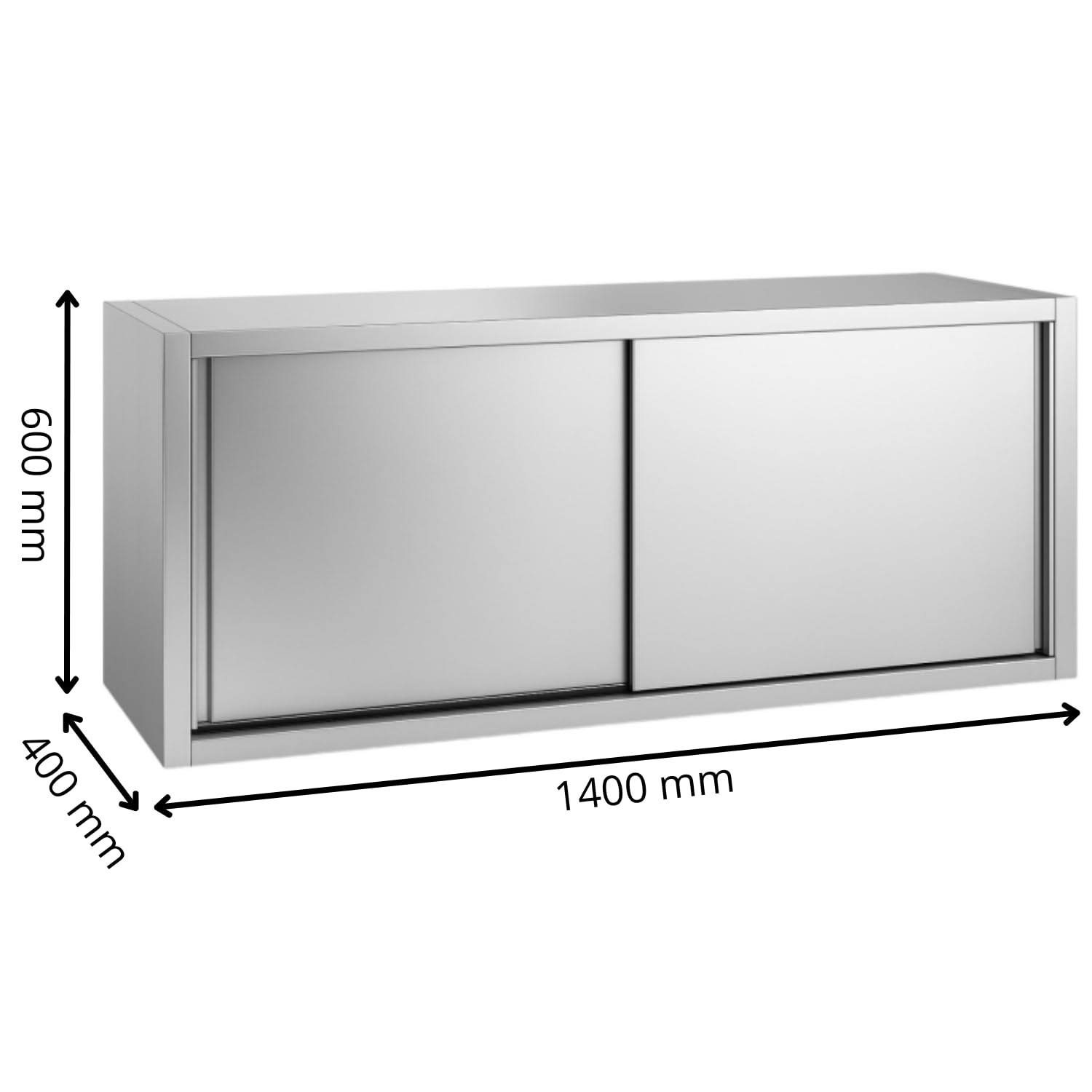 Générique Professioneller Wandschrank aus Edelstahl – 1400 x 400 x 650 mm – Schiebetüren – Struktur zerlegbar – glatte Oberfläche, leicht zu reinigen
