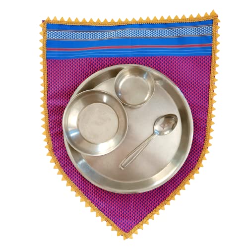 Khun Naivedya Asan/Puja Mat/Dining Placemat. Festive Season, Pooja, Home & Temple Decoration. Traditional Decor for Diwali, Ganesh Chaturthi. Hand Made, Colorful and Vibrant Gift Option (Blue)