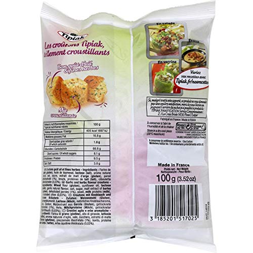 TIPIAK - Croutons Salade Ail Et Fines Herbes 100G - Lot De 4