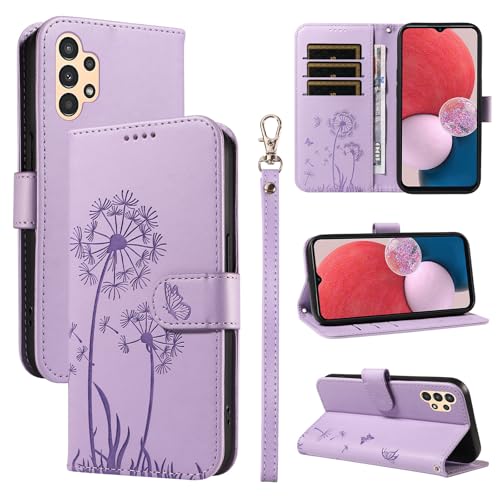 Bravoday Handyhülle für Samsung Galaxy A04s / A13 5G / 4G Hülle Premium PU Lederhülle Klappbar Tasche Klapphülle mit Magnet Kartenfach Standfunktion Schutzhülle für Galaxy A04s / A13 5G Violett