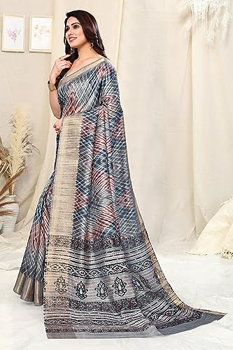 Image of MIRCHI FASHION Women Saree Cotton Silk Batik Block Printed | Breathable Office Wear and Regular Use Sari with Blouse Piece