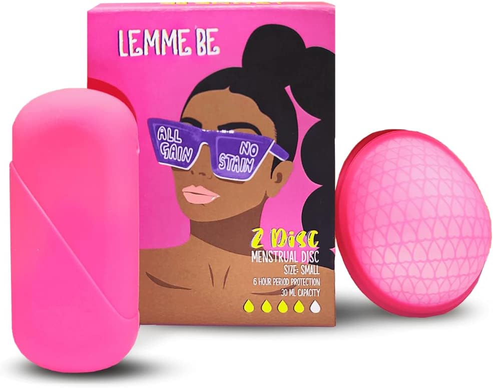 Lemme Be Reusable Menstrual Cup Disc For Women With A Soft Pouch 100% Medical Grade Silicone FDA Approved | Rash Free 12 hours Protection Holds Up To 30 ml Blood (Small, Pink)