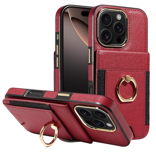 Protection anti-RFID pour iPhone 16 Pro : coque portefeuille avec anneau 360°