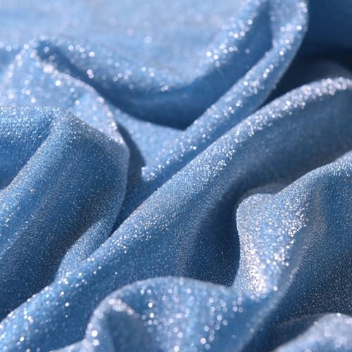 Tissu à paillettes étoiles - Design brillant - Large champ d'application (bleu clair)