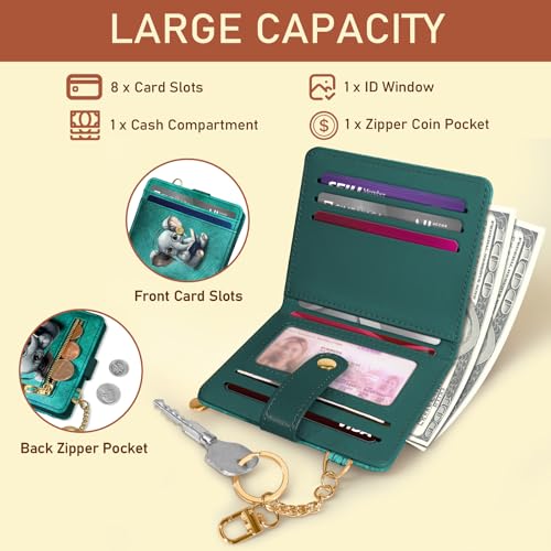 Image of Jogjam Rfid Women Wallet, Small Slim Thin Credit Card Wallet, PU Leather Bifold Cash Wallet, Zipper Coin Pocket & ID Window, Female Ladies Teen Girls Girly Gifts, Elephant, Modern