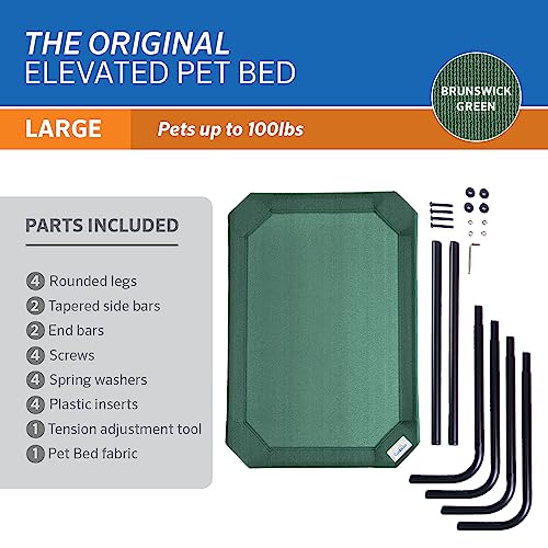 Image of Gale Pacific Coolaroo The Original Cooling Elevated Dog Bed, Indoor and Outdoor, Large, Brunswick Green, 51.00 inch x 31.50 inch x 8.00 inch