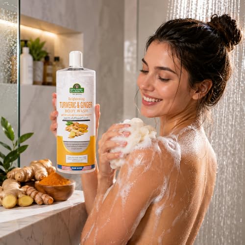 Image of Spanish Garden Turmeric Ginger Body Wash for Men & Women - Brightening Cleansing Gel Body Wash with Hydration Support - Healthy Body Gel for Daily Use - Smooth Body Gel for All Skin Types 32 FL Oz