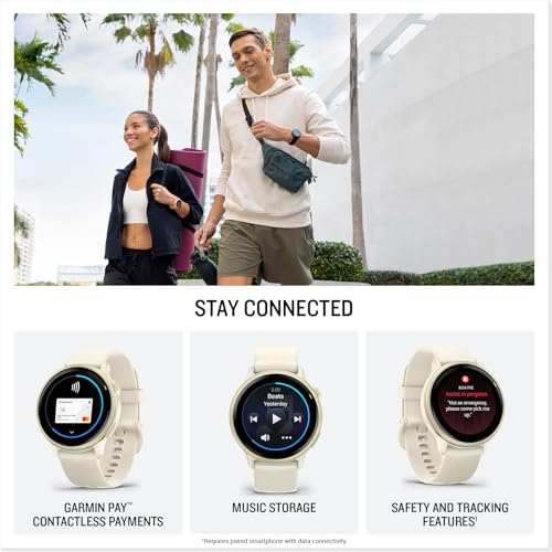 Image of Garmin vivoactive 6, Health and Fitness GPS Smartwatch, AMOLED Display, Up to 11 Days of Battery, Lunar Gold with Bone Band