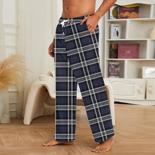Men's Pajama Pants Fleece Lightweight Pjs Bottoms Sleepwear Bottom Pants with Pocket Drawstring for Sleeping4