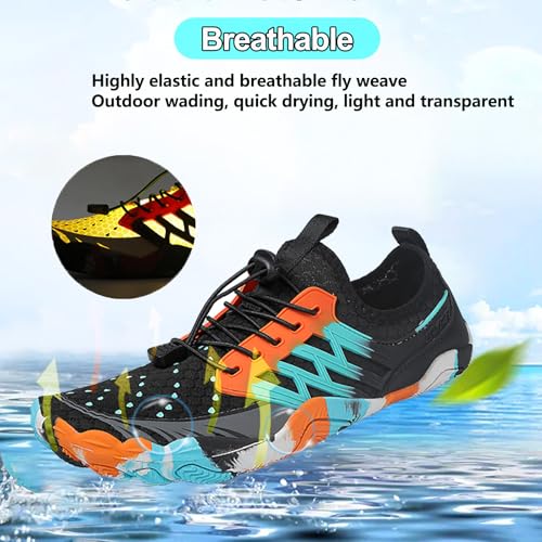 Image of Beach Water Shoes for Women Men Quick Dry Non-Slip Wide Toe Hike Barefoot Footwear for Beach Pool Aqua Swim Surf Walk