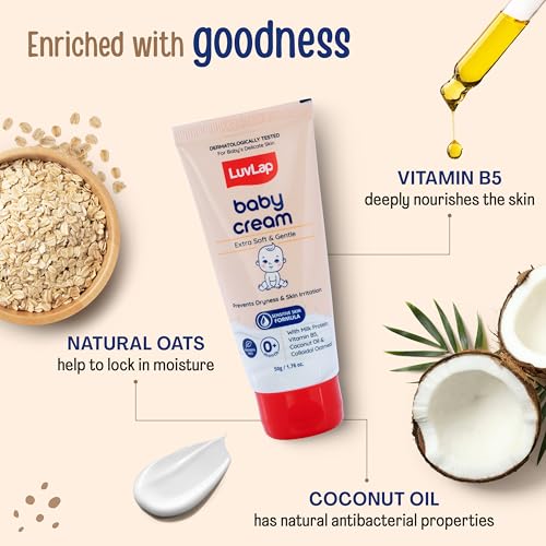 Image of LuvLap Baby Cream -50g, Face & Body Moisturizing Cream with Shea Butter & Colloidal Oatmeal, Protection for Dry, Itchy, Sensitive Skin for Face & Body, 24-Hour Moisturization, Dermatologically Tested
