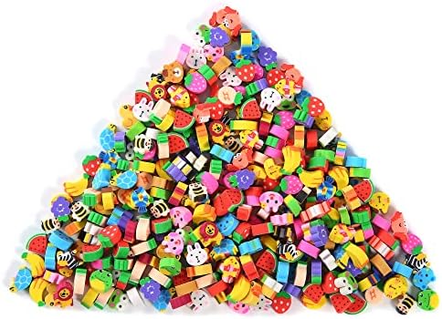 1000 Pieces Mini Erasers for Kids, Bulk Small Animal Fruit Pencil Erasers Assortment for Home Rewards, School Supplies and Gift Filling