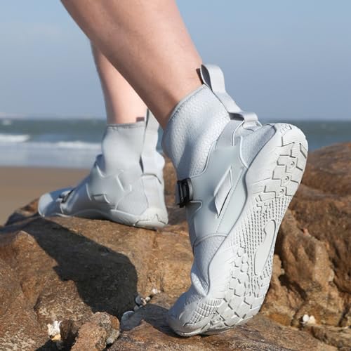 Image of UMANPOO Men Water Shoes Women Barefoot Slip on Sneakers Swim Aqua Beach Running Walking Hiking Cycling Non Slip High Top