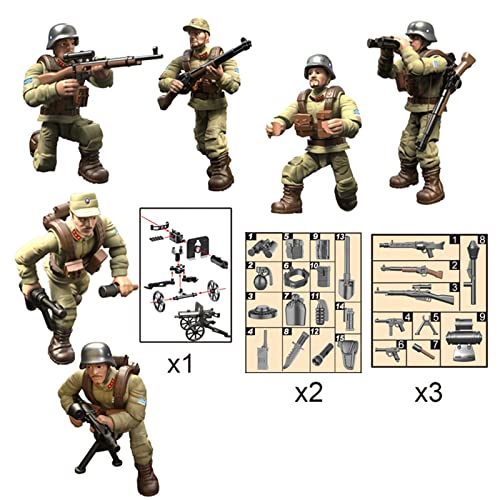 Meiest 6 Pcs Mini Wwii Soldier Military Action Figures, Army Model Building Block Toys With Multiple Military Weapons Accessories,Party Favors Set For Kids (Cn Army) #TOP3