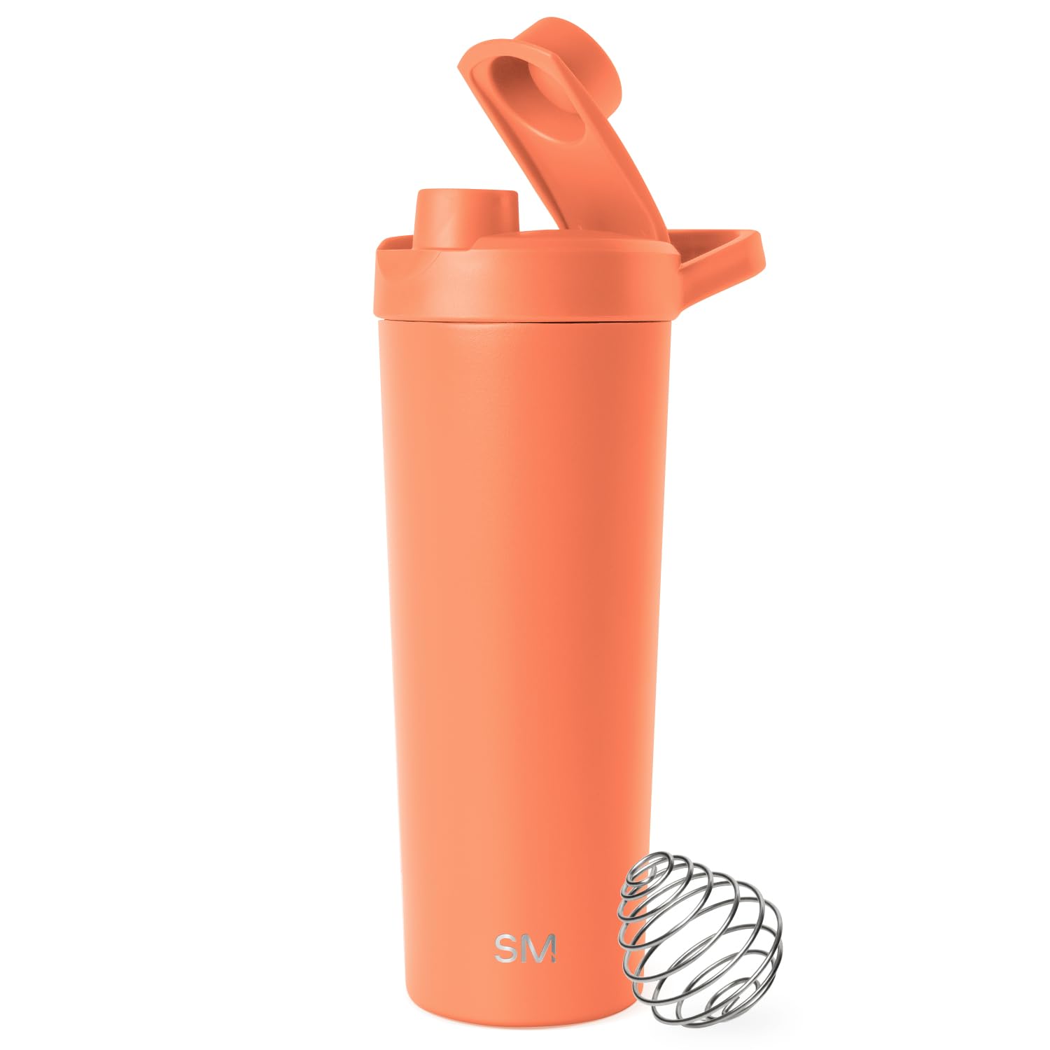 Simple Modern Stainless Steel Shaker Bottle with Ball 24oz | Metal Insulated Cup for Protein Mixes, Shakes and Pre Workout | Rally Collection | Clementine