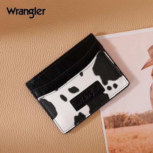 Image of Montana West X Wrangler Credit Card Holder for Women Cow Print Rfid Blocking Slim Thin Credit Card Wallet Small Credit Card Organizer for Ladies Female