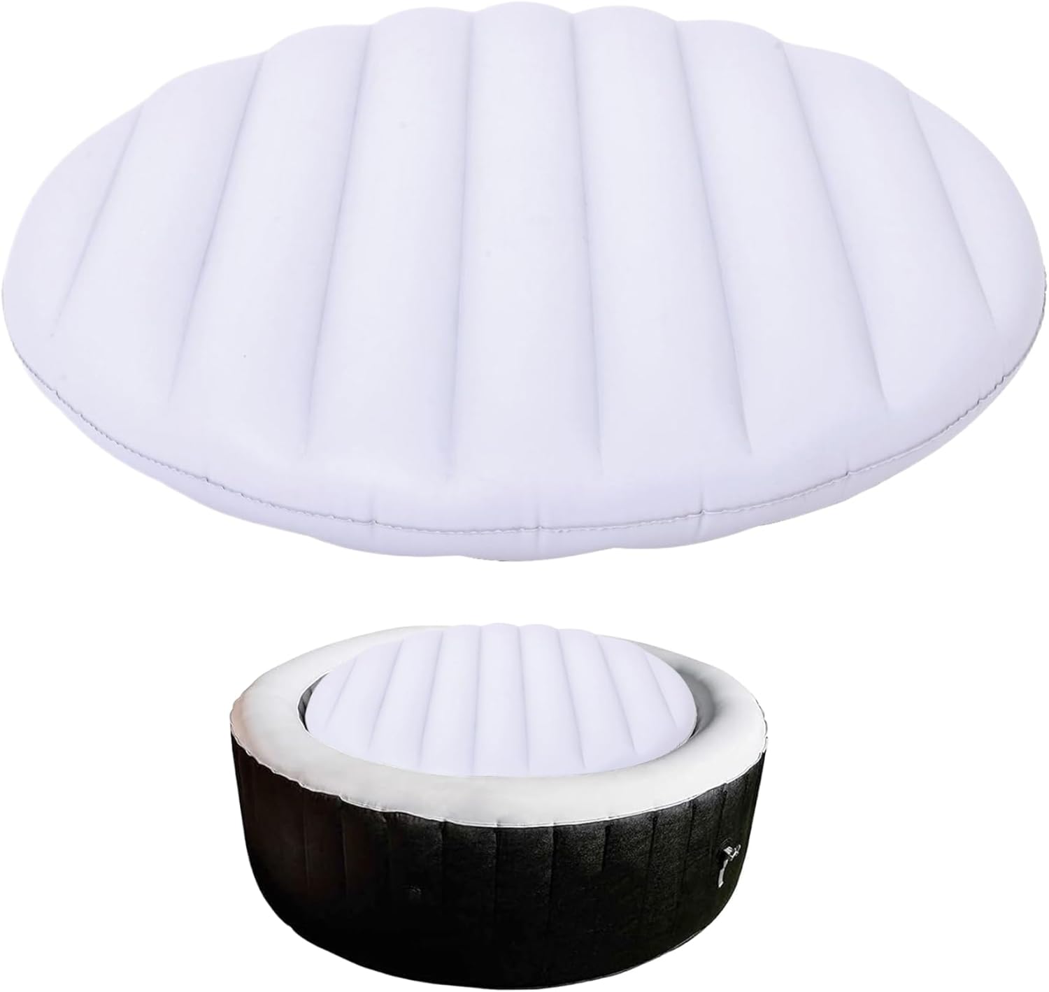 Inflatable Hot Tub Cover 49in Windproof ＆ Rain-Proof Insulated Hot Tub Cover Energy Saving Spa Covers for, Bathtub, Round Spa Covers for Insulated