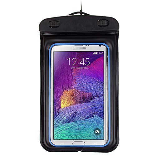 SumacLife Waterproof Pouch Case for Samsung Galaxy Note 4, Note Note Edge, Galaxy S5 Active, S5 Sport, Galaxy Alpha TM Wisdom Courage (Black, Blue)