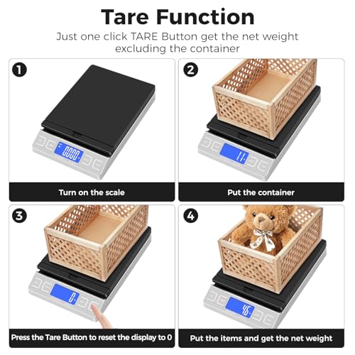 digital shipping postal scale mail scale with envelope flip holder 66lb01oz postage scale for package small business post office holdamptare function batteryamptype-c charging cable - silver