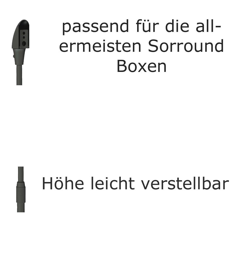 HALTERUNGSPROFI 2 Lautsprecherständer - Universal für Satelliten Surround Boxen Schwarz je 4.5kg belastbar