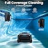 Robotic Pool Vacuum PC10, Cordless Pool Cleaner Robot for Inground & Above Ground Pools, Smart Navigation, 5000GPH Suction Power for Cleaning Floor, Wall & Waterline, Self-Parking, Black