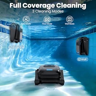 BOTLUXE Robotic Pool Vacuum PC10, Cordless Pool Cleaner Robot for Inground & Above Ground Pools, Smart Navigation, 5000GPH Suction Power for Cleaning Floor, Wall & Waterline, Self-Parking, Black
