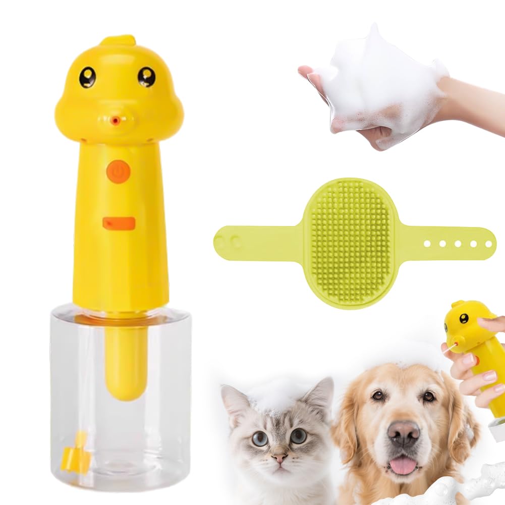 Distributeur de savon automatique pour chien, distributeur de savon en mousse pour baignoire pour chien, machine à mousse pour chien avec brosse pour chien, distributeur électrique de mousse pour