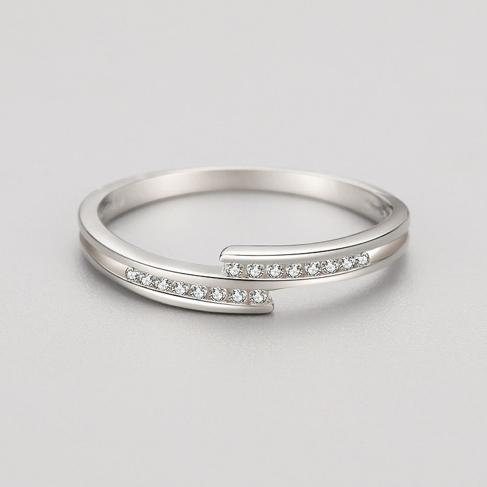 Anillo de compromiso geométrico, plata con corte redondo, diamante platino 950, talla 45 (14,3)