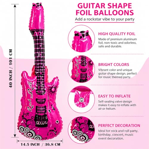 Image of Rozi Decoration Music Theme Foil Balloon Set with Guitar, Musical Notes, Heart & Disco Balloons, 10 Pcs Party Decoration Kit for Birthday Celebration & Music Theme Party