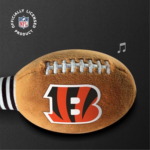 Image of Cincinnati Bengals Plush Football Rattle by Smilo - Officially Licensed NFL Baby Rattle Toy - Soft Baby Rattle with Bell - for Babies and Toddlers from 3 Months