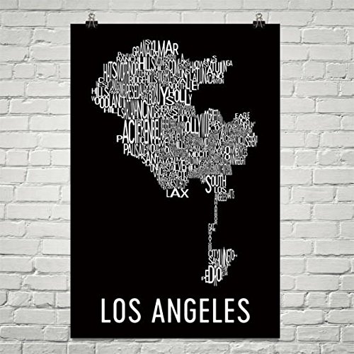 Los Angeles Typography Neighborhood Map Art City Print, Los Angeles Wall Art, La Poster, Map Of Los Angeles, Los Angeles White Poster 12"X18" #TOP2