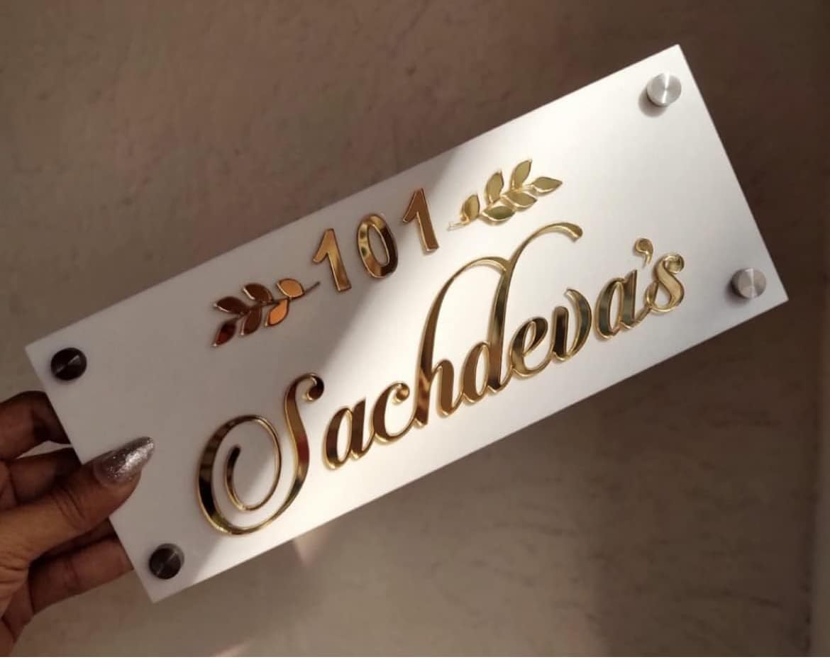 QROUN CERAMICS Name Plate for Flat/Home Laser Cut Acrylic Letter on Gold and Black Matte 6 * 12 inches (B0B9CB5FM3) Amazon Price History, Amazon Price Tracker