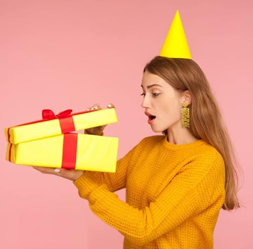 Birthday Earrings Acrylic Glitter Happy Birthday Letter Drop Dangle Earrings For Women Girls Jewelry Party Festive Gifts(Gold） #TOP1