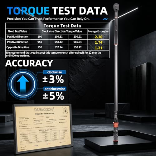 Image of Torque Wrench 3 /4-Inch Drive Dual Range Scale 100-950ft.lb /135.58-1288.03Nm | ±3% Precision, 48 tooth Dual-direction Torque Wrenches for Car Truck Maintenance and Product Assembly