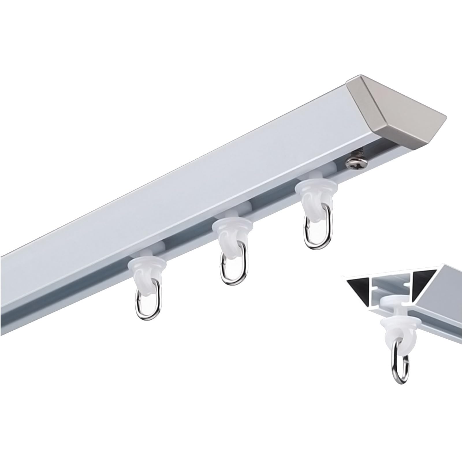 GLDYTVF Heavy Duty Aluminum Curtain Track for Room Divider & Windows - 340cm White Ceiling Curtain Rail Ideal for Bathrooms & Versatile Curtain Solutions