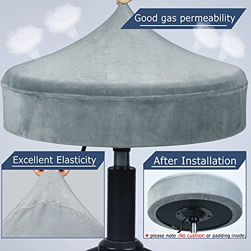 Image of SINOSSO Round Vanity Bench Covers Set of 4, Dia.(13 inch- 15.5 inch) Super Soft Velvet Stretch Washable Bar Stool Slipcover Seat Protector, (Round, Dark Grey, 4 Counts)