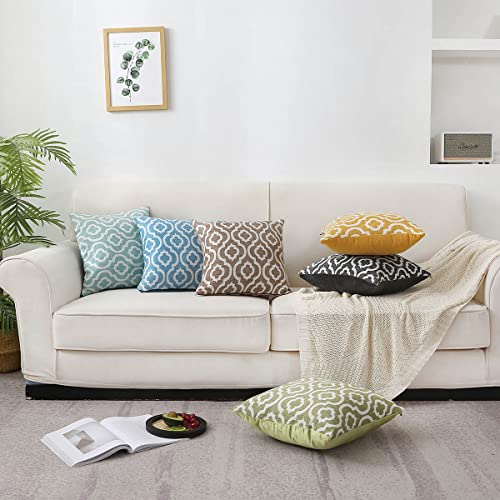 Trellis Jacquard Pillow Covers Set of 2 - Green Home Decor - Image 5