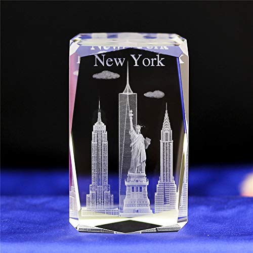 Statue de la Liberté en cristal / statue de New York 3D gravée au laser en forme de cube de cristal pour décoration de maison, cadeau de voyage.