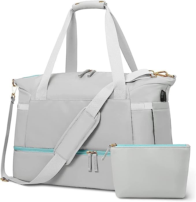 SHOPPOFOBIX Travel Bags for Women, Sports Travel Duffel Bag with USB Charging Port,Weekender Overnight Bag with Wet Pocket and Shoes Compartment for Men & Women Multipurpose Use for Travel (Grey) (B0C7VZRFC9) Amazon Price History, Amazon Price Tracker