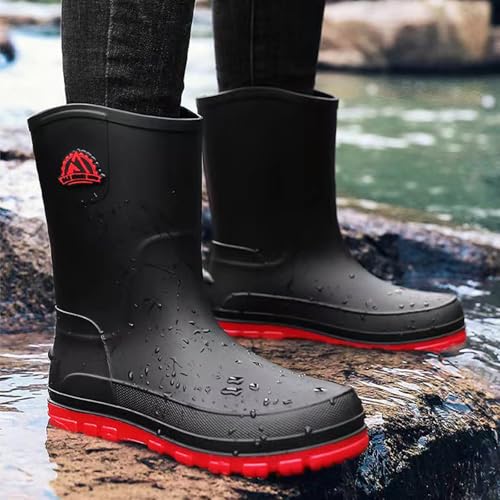 Waterproof Garden Rain Boots for Men Breathable Lightweight Mid Calf Deck Fishing Outdoor Slip Resistant Shoes4