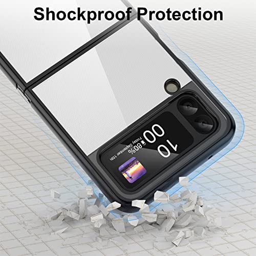 Watache For Galaxy Z Flip 3 Case, Z Flip 3 Case Clear Slim Thin Transparent Shockproof Hinge Soft Tpu Flip3 Phone Case Covern (Black) #TOP4