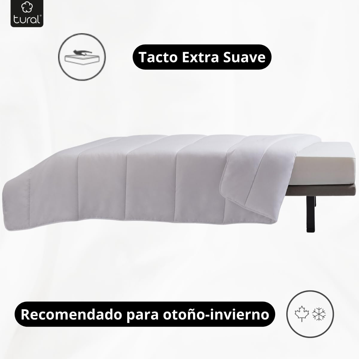 Tural Edredón Nórdico 260x220cm con Tratamiento Aloe Vera Relleno de Fibra 300gr/m Suave Transpirable Certificado Oeko-Tex Blanco Cama 180