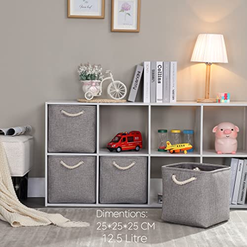 Mangata Cube Storage Boxes 25x25x25cm, Fabric Storage Basket for Cupboards Shelves, Closet, Grey(Collapsible, 3 Pack) - Image 2
