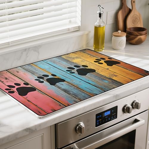 Image of Stove Top Cover for Glass Electric Stove (Dog Paw Print, 30 inch x 21 inch)