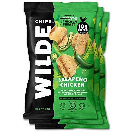 Jalapeno Chicken Chips by Wilde Chips, Made with Real Chicken, 2.25oz Bag (3 Count)