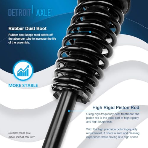 Image of Detroit Axle - 2.3L Front Struts Kit for 1998-2002 Honda Accord, 2 Struts Coil Spring Assembly 2 Lower Control Arms 2 Sway Bars 4 Inner Outer Tie Rods 2 Boots 1999 2000 2001 Replacement Suspension Kit